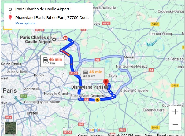 Charles de Gaulle Airport to Disneyland Paris